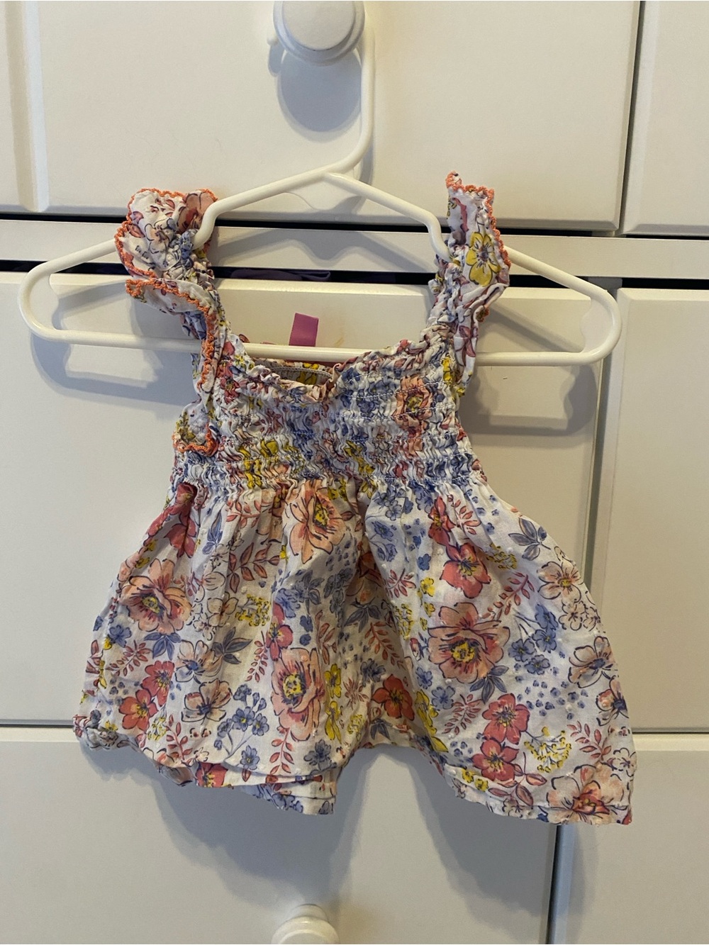 Penelope Mack White Floral Smocked Tank / Size 18m / VGUC